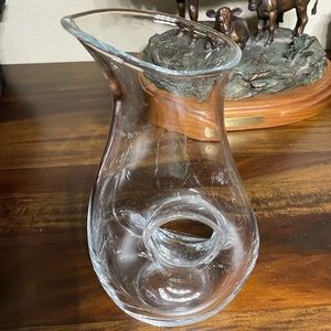 Glass Vase or Pitcher with Unique Handle
